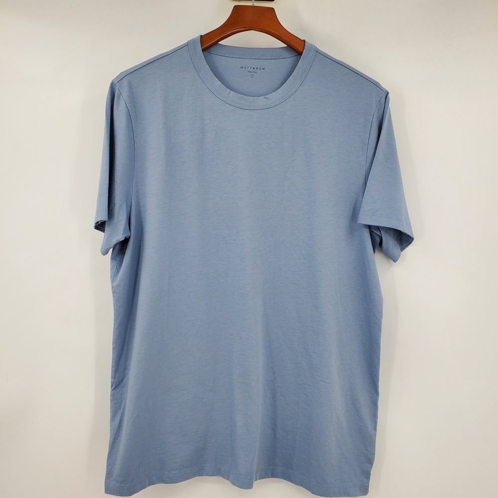 Mott & Bow Mens Classic Crew Driggs T-Shirt California Blue 100% Cotton Large